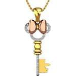 گردنبند طلای کودکانه با نگین الماس تراش برلیان طرح کلید و مینی ماوس مدل: pgb2224 