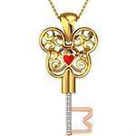 گردنبند طلای کودکانه با نگین الماس تراش برلیان طرح کلید و میکی ماوس مدل: pgb2225 