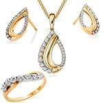 نیم ست گردنی، گوشواره و انگشتر طلا با نگین الماس تراش برلیان: مدل hdset2116 