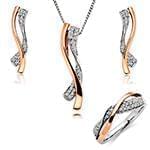 نیم ست گردنی، گوشواره و انگشتر طلا با نگین الماس تراش برلیان: مدل hdset2118 