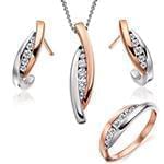 نیم ست گردنی، گوشواره و انگشتر طلا با نگین الماس تراش برلیان: مدل hdset2119 