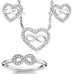 نیم ست زنانه طلا با نگین الماس تراش برلیان طرح قلب و بینهایت: مدل hdset2120 