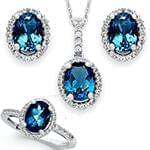 نیم ست زنانه توپاز  و الماس تراش برلیان با طلای سفید مدل: hsdf1520 