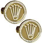 دکمه سردست رولکس طلای زرد با نگین الماس تراش برلیان مدل: cdm1325 