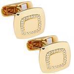 دکمه سردست طلا زرد با نگین الماس تراش برلیان طرح کلاسیک مدل: cdm1327 