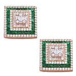 دکمه سردست طلا رزگلد با نگین الماس تراش برلیان، باگت و زمرد مدل: cdm1329 