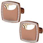 دکمه سردست طلای رزگلد با نگین الماس تراش برلیان مدل: cdm1330 