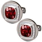 دکمه سردست طلا سفید با نگین الماس تراش برلیان و یاقوت قرمز مدل: cdm1331 