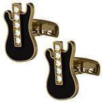 دکمه سردست طلای زرد با نگین الماس تراش برلیان و انیکس طرح گیتار سفارشی مدل: cdm1333 