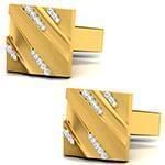 دکمه سردست طلای زرد با نگین الماس تراش برلیان مدل: cdm1334 