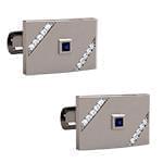 دکمه سردست طلا با نگین الماس تراش برلیان و یاقوت کبود مدل: cdm1337 