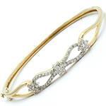 دستبند النگویی طلا با نگین الماس تراش برلیان طرح فلاور مدل: bng1074 