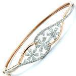 دستبند النگویی جواهر با نگین الماس تراش برلیان و اشک طرح فلاور مدل: bng1075