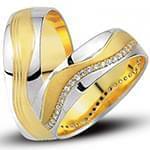 حلقه ست ازدواج طلا زرد و سفید با نگین الماس تراش برلیان مدل: srd1635