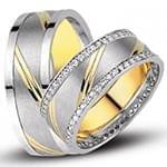 حلقه ست ازدواج طلا با نگین الماس تراش برلیان مدل: srd1636