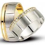 حلقه ست ازدواج طلای دو رنگ با نگین الماس تراش برلیان مدل: srd1638