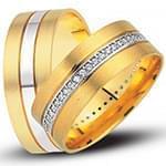 حلقه ست عروسی داماد و عروس طلا با نگین الماس تراش برلیان مدل: srd1640