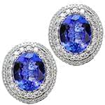 گوشواره یاقوت کبود زنانه و الماس تراش برلیان با طلای سفید مدل: edf1572 