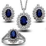 نیم ست آویز، گوشواره انگشتر طلا یاقوت کبود و برلیان مدل:hsdf1522