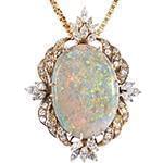 پلاک اوپال زنانه و الماس تراش برلیان و مارکیز با طلای زرد: مدل npdf13212 