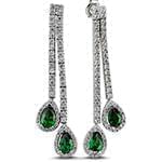 گوشواره طلا میخی زنانه با نگین زمرد و الماس تراش برلیان مدل : edf1587