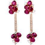 گوشواره طلا میخی زنانه با نگین یاقوت قرمز و الماس تراش برلیان مدل : edf1591