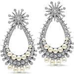 گوشواره مروارید طلا میخی زنانه با نگین الماس تراش برلیان مدل : edf1592