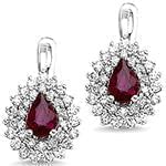 گوشواره یاقوت سرخ  و الماس تراش برلیان با طلای سفید مدل : edf1597