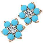 گوشواره فیروزه طلای رزگلد با نگین الماس تراش برلیان مدل : edf1598