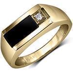 انگشتر طلای آقایان نگین مشکی اونیکس و الماس تراش برلیان مدل: rgm1621