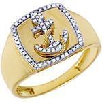 انگشتر طلای زرد طرح لنگر با نگین الماس تراش برلیان مدل: rgm1632