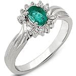 انگشتر زمرد زنانه طلای سفید با نگین جواهر برلیان مدل: rgf1698