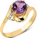 انگشتر آمیتیست و برلیان زنانه با طلای زرد 18 عیار مدل: rgf1701