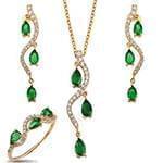 نیم ست طلا زرد جدید زمرد و الماس تراش برلیان مدل: hsdf1527