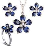 نیم ست طلا جدیداقوت کبود و الماس تراش برلیان طرح گل مدل: hsdf1528