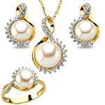 نیم ست طلای زرد جدید مروارید و الماس تراش برلیان مدل: hsdf1531