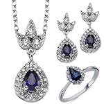 نیم ست یاقوت کبود و الماس تراش برلیان طرح جدید با طلای سفید مدل: hsdf1533