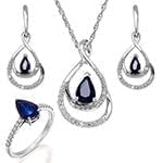 نیم ست یاقوت کبود و الماس تراش برلیان با طلای سفید مدل: hsdf1535