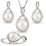 نیم ست طلا جدید مروارید و الماس تراش برلیان مدل: hsdf1538