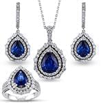 نیم ست طلا سفید جدید یاقوت کبود و الماس تراش برلیان مدل: hsdf1545