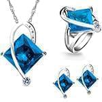 نیم ست طلا سفید جدید توپاز و الماس تراش برلیان مدل: hsdf1546