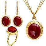 نیم ست عقیق زنانه طلا زرد و نگین برلیان مدل: hsdf1547