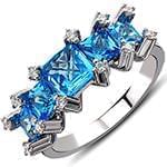 انگشتر توپاز آبی و الماس تراش برلیان با طلای سفید مدل: rgf1721