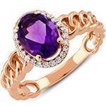 مدل انگشتر جدید جواهر آمتیس زنانه و الماس تراش برلیان با طلای رزگلد مدل: rgf1736