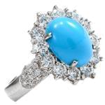 انگشتر فیروزه زنانه طلا و نگین الماس تراش برلیان جواهر مدل: rgf1746