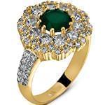 انگشتر زمرد زنانه طلای زرد و جواهر نگین برلیان مدل: rgf1747