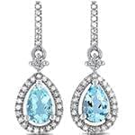 مدل گوشواره طلا جدید توپاز آّبی و الماس تراش برلیان مدل : edf1576