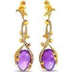 مدل گوشواره آمتیس و الماس تراش برلیان طلای زرد 18 عیار مدل : edf1577