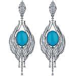 گوشواره فیروزه طلای سفید جدید و الماس تراش برلیان مدل : edf1578