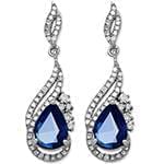 مدل گوشواره یاقوت کبود و الماس تراش برلیان با طلای سفید 18 عیار مدل : edf1581